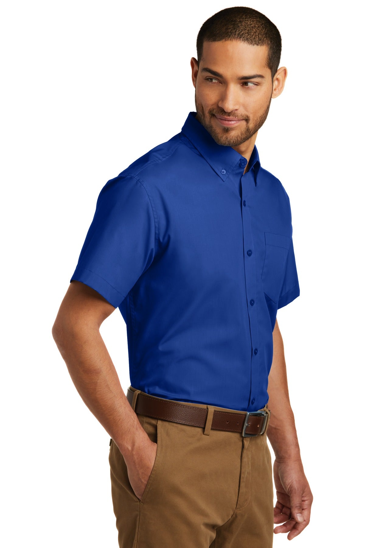 True Royal Port Authority Short Sleeve Carefree Poplin Shirt. W101