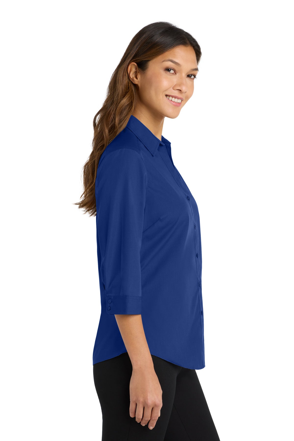 True Royal Port Authority Women's 3/4-Sleeve Carefree Poplin Shirt. LW102