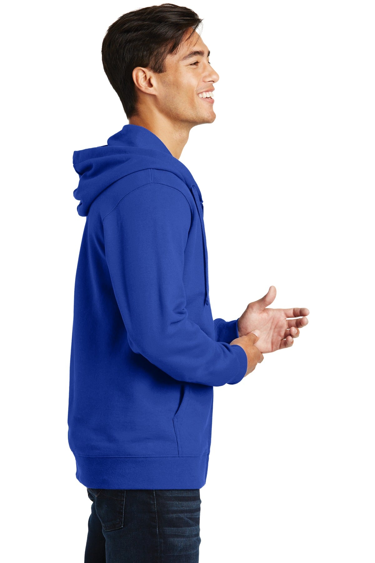 True Royal Port & Company Fan Favorite Fleece Full-Zip Hooded Sweatshirt. PC850ZH