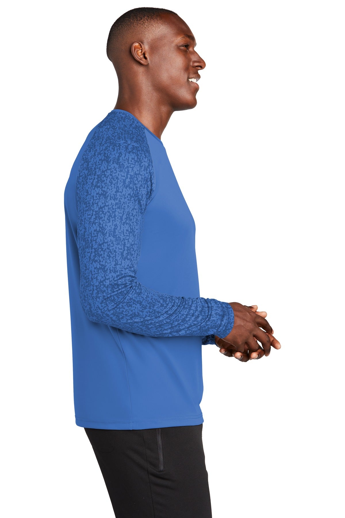True Royal Sport-Tek Long Sleeve Digi Camo Tee. ST460LS
