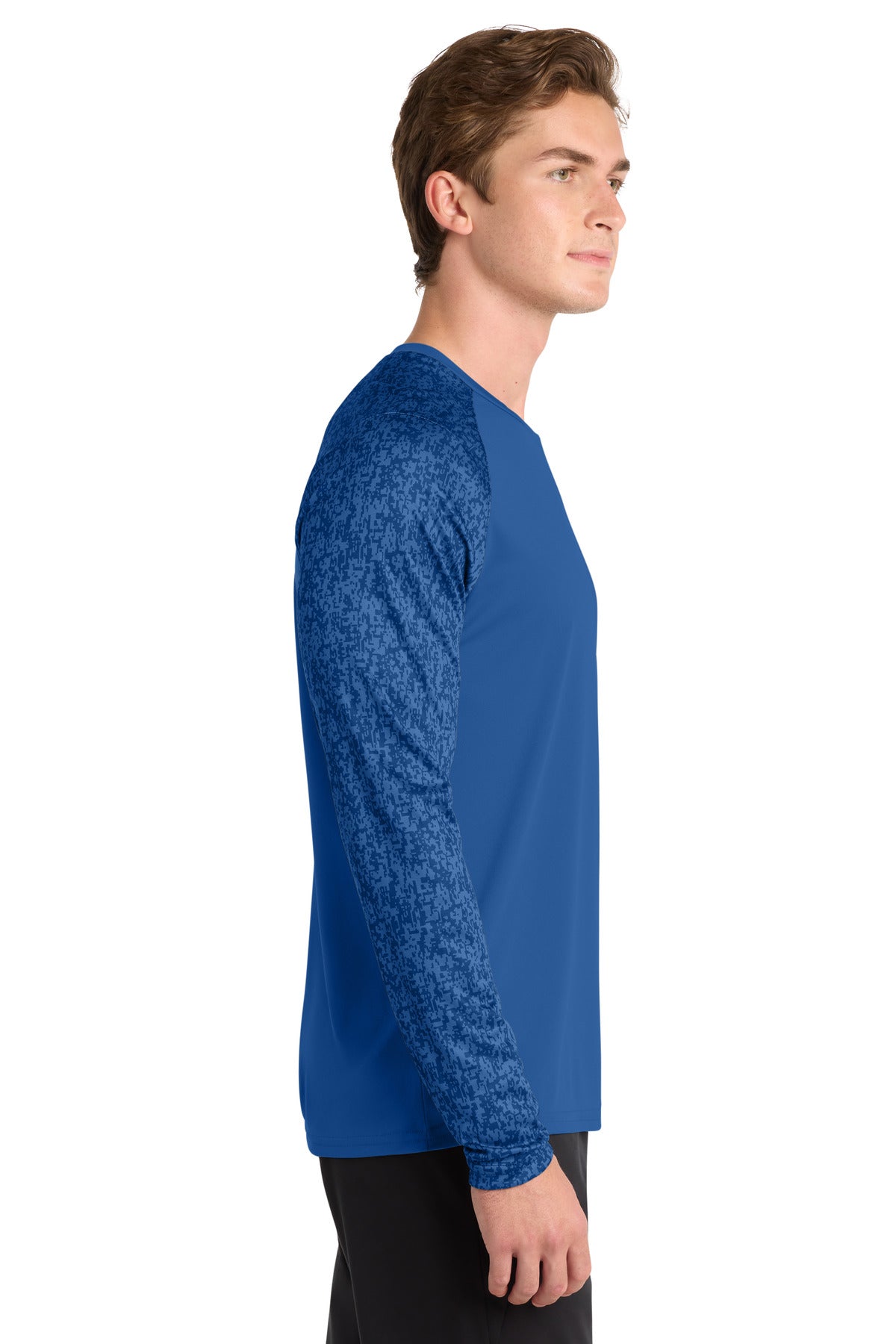 True Royal Sport-Tek Long Sleeve Digi Camo Tee. ST460LS