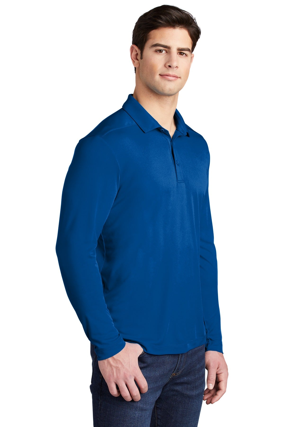 True Royal Sport-Tek Posi-UV Pro Long Sleeve Polo. ST520LS