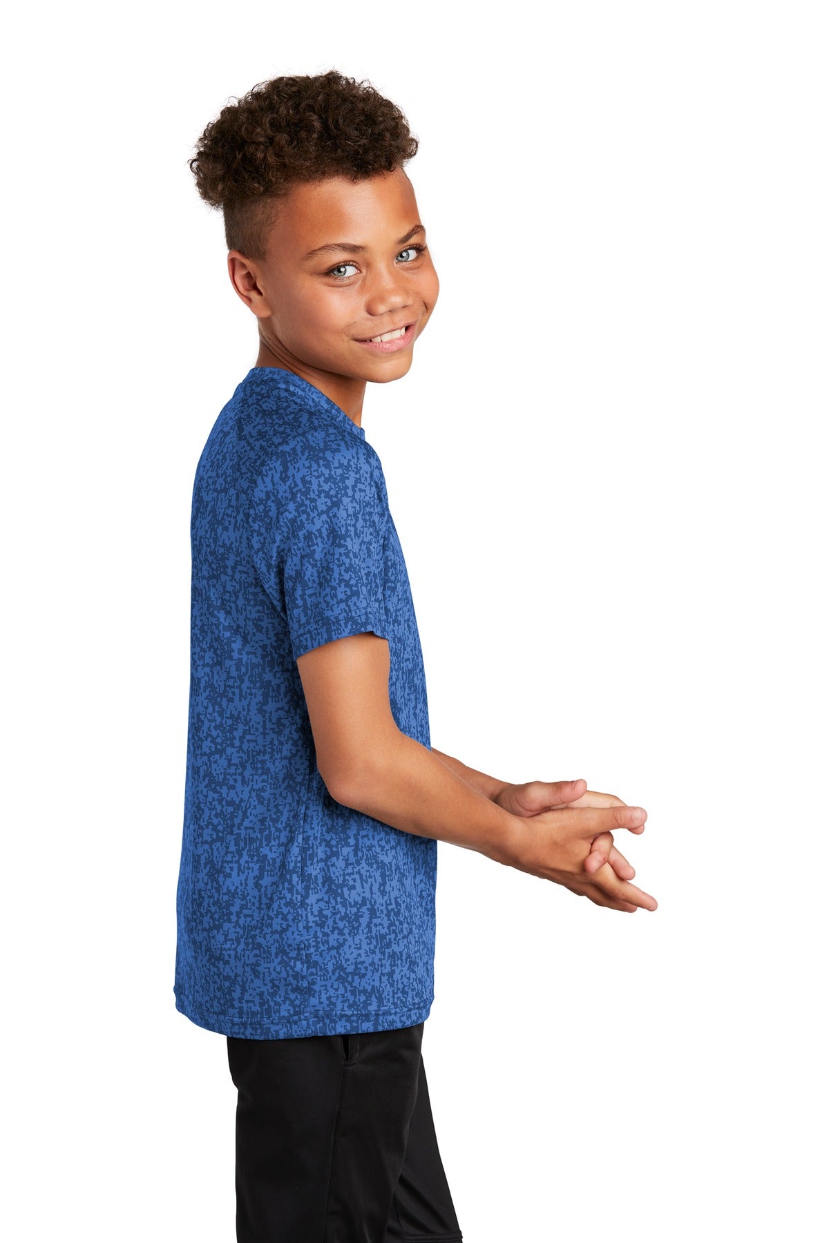 True Royal Sport-Tek Youth Digi Camo Tee. YST460
