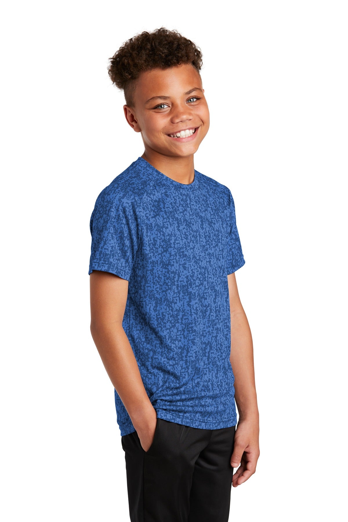 True Royal Sport-Tek Youth Digi Camo Tee. YST460