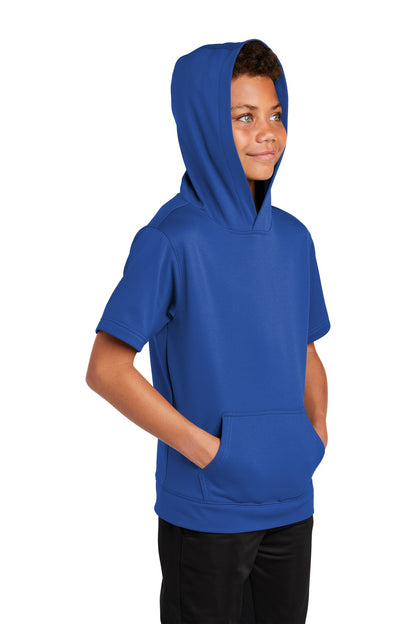 True Royal Sport-Tek Youth Sport-Wick Fleece Short Sleeve Hooded Pullover. YST251