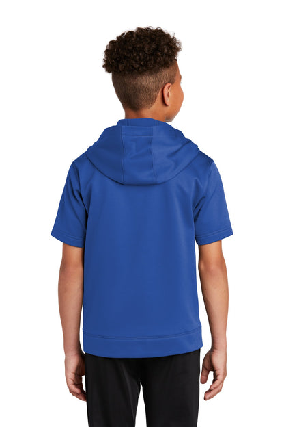 True Royal Sport-Tek Youth Sport-Wick Fleece Short Sleeve Hooded Pullover. YST251