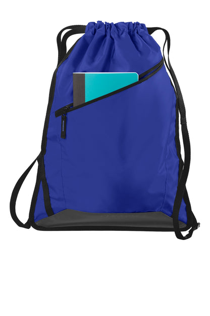 True Royal/Blk Port Authority Zip-It Cinch Pack. BG616