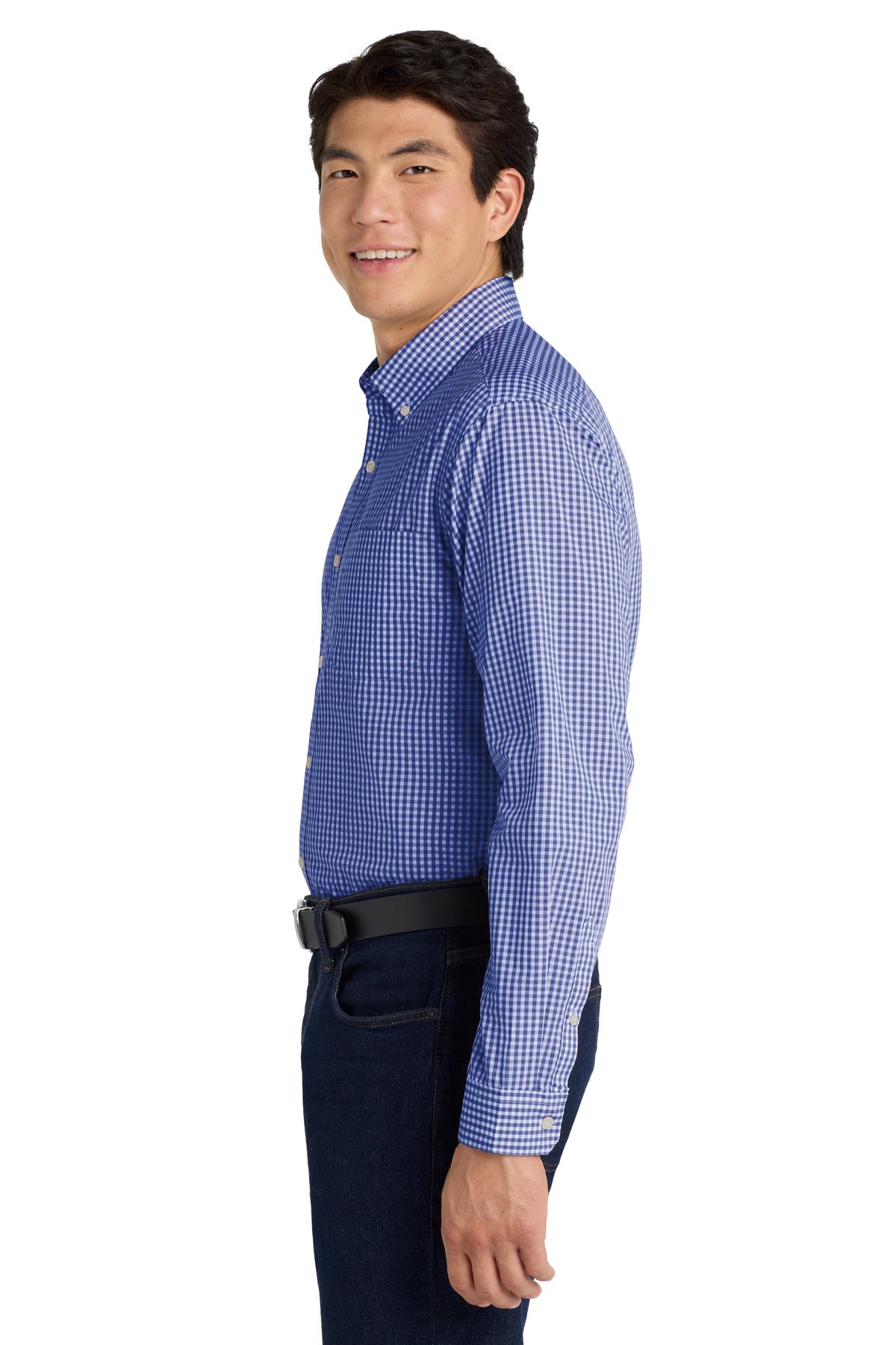 True Royal/Wht Port Authority Broadcloth Gingham Easy Care Shirt W644