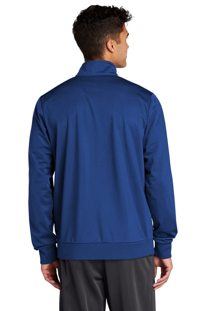 True Royal/Wht Sport-Tek Tricot Sleeve Stripe Track Jacket. JST94