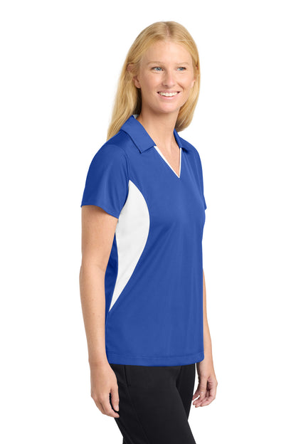 True Royal/Wht Sport-Tek Women's Side Blocked Micropique Sport-Wick Polo. LST655