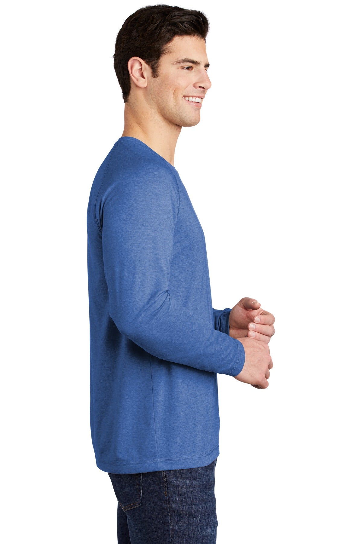 True Royl Hthr Sport-Tek PosiCharge Long Sleeve Tri-Blend Wicking Raglan Tee ST400LS