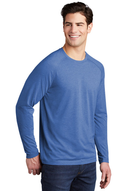 True Royl Hthr Sport-Tek PosiCharge Long Sleeve Tri-Blend Wicking Raglan Tee ST400LS