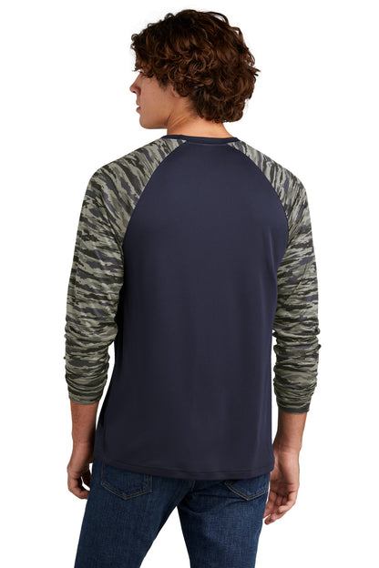 TrueNavy Sport-Tek Drift Camo Colorblock Long Sleeve Tee ST376LS