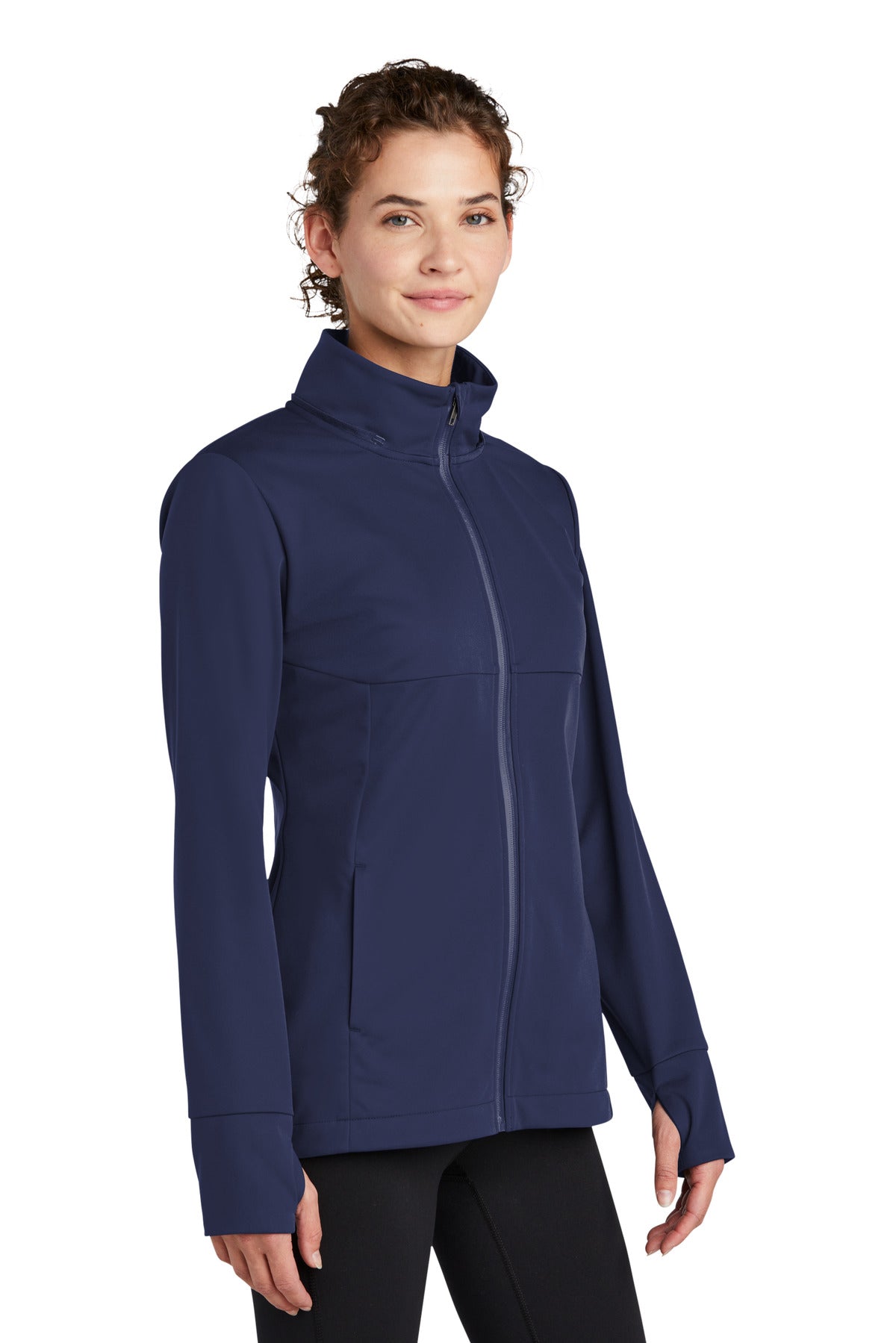 TrueNavy Sport-Tek Women's Hooded Soft Shell Jacket LST980