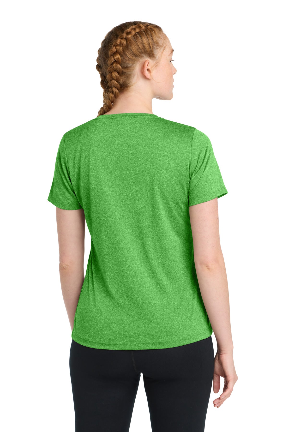 Turf Grn Hthr Sport-Tek Women's Heather Contender Scoop Neck Tee. LST360