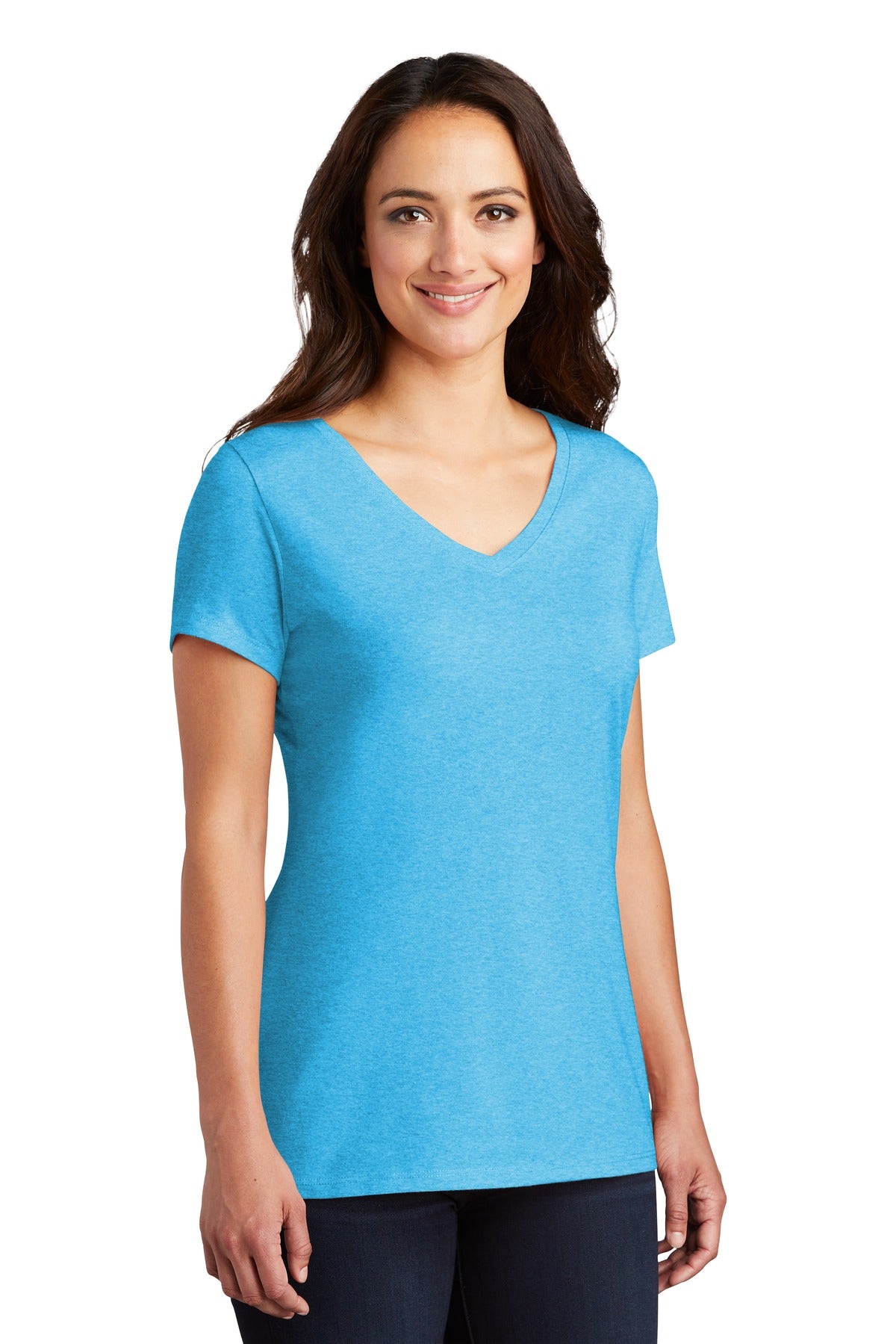 Turquoise Frst District Women's Perfect Tri V-Neck Tee. DM1350L