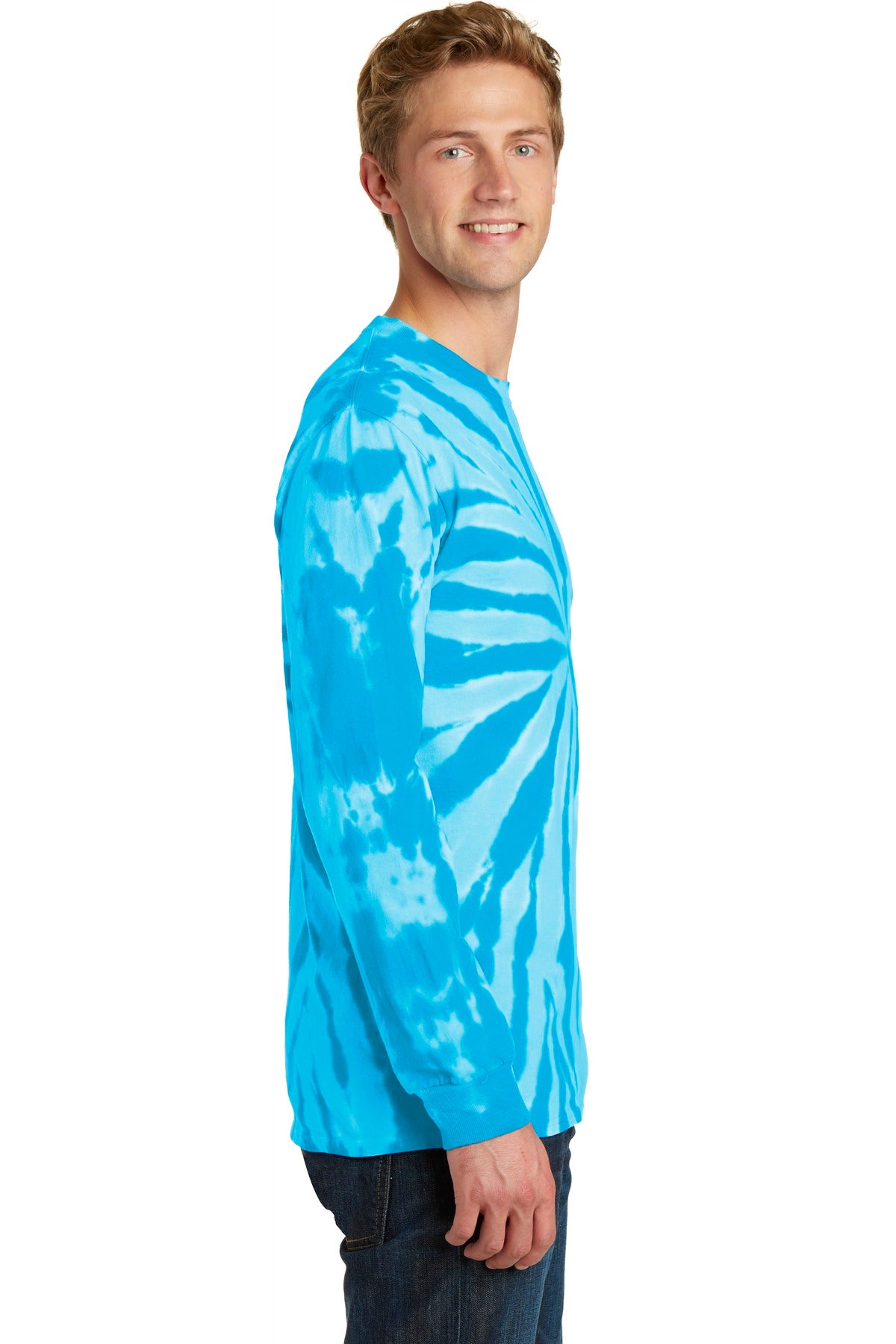 Turquoise Port & Company Tie-Dye Long Sleeve Tee. PC147LS