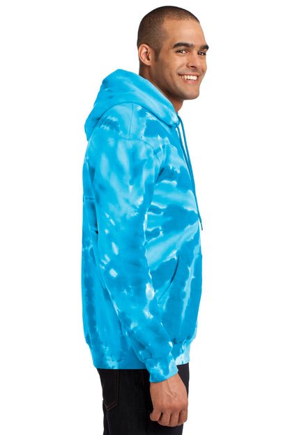 Turquoise Port & Company Tie-Dye Pullover Hooded Sweatshirt. PC146