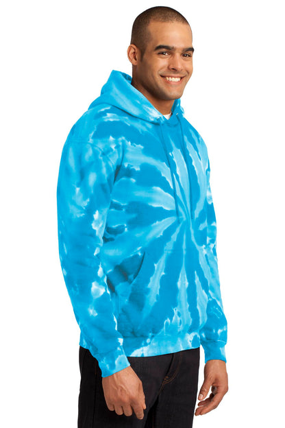Turquoise Port & Company Tie-Dye Pullover Hooded Sweatshirt. PC146