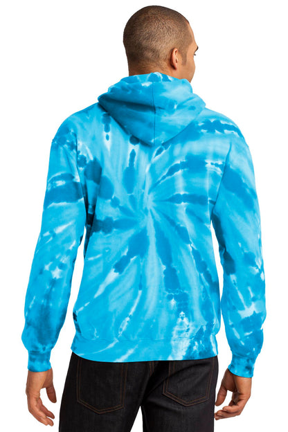 Turquoise Port & Company Tie-Dye Pullover Hooded Sweatshirt. PC146