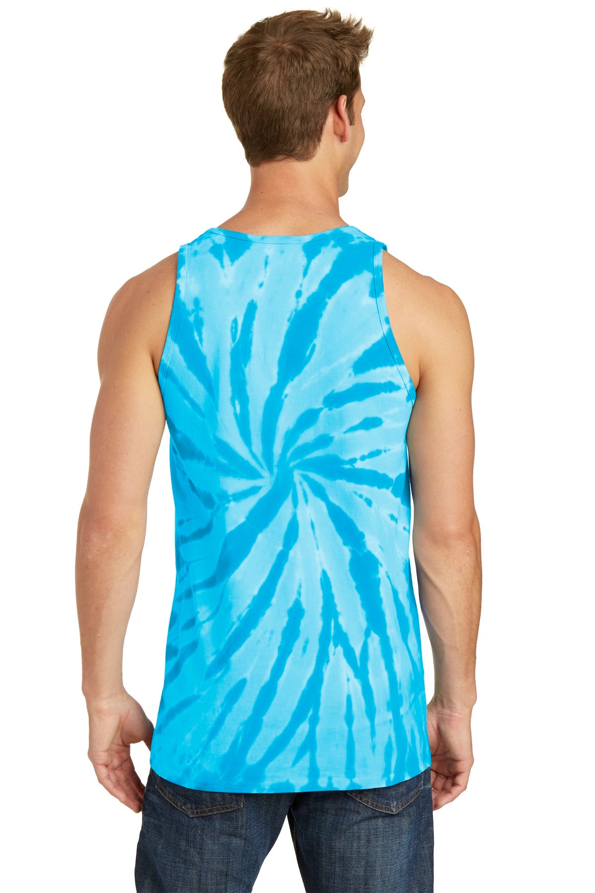 Turquoise Port & Company Tie-Dye Tank Top. PC147TT