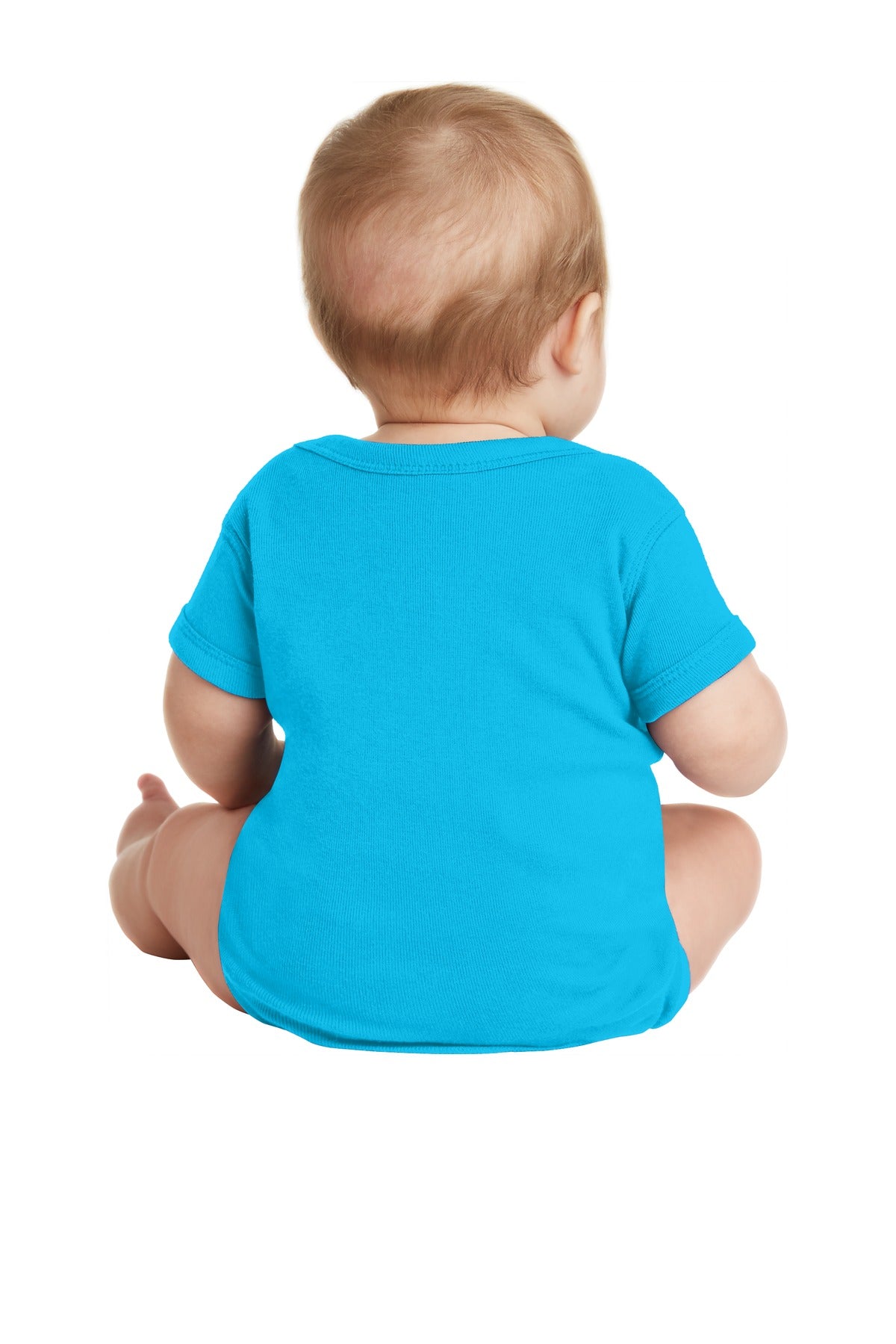 Turquoise Rabbit Skins Infant Short Sleeve Baby Rib Bodysuit. RS4400