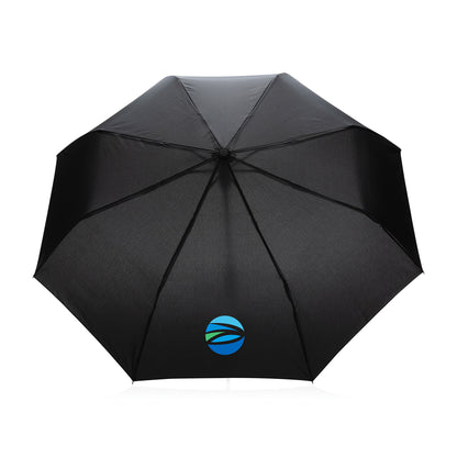 Black 21" Impact AWARE™ RPET 190T Mini Auto Open Umbrella