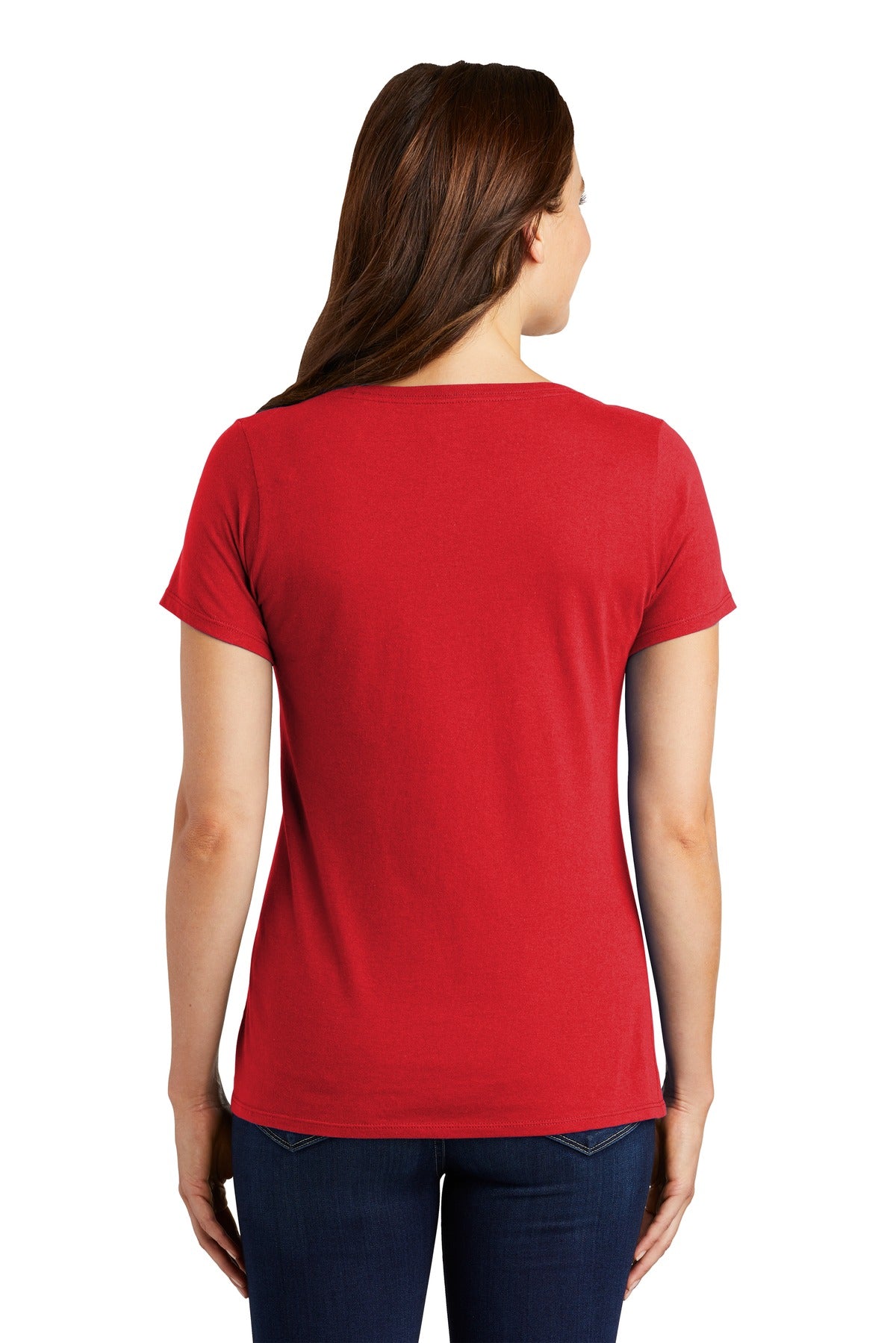 University Red Nike Women's Dri-FIT Cotton/Poly Scoop Neck Tee. NKBQ5234