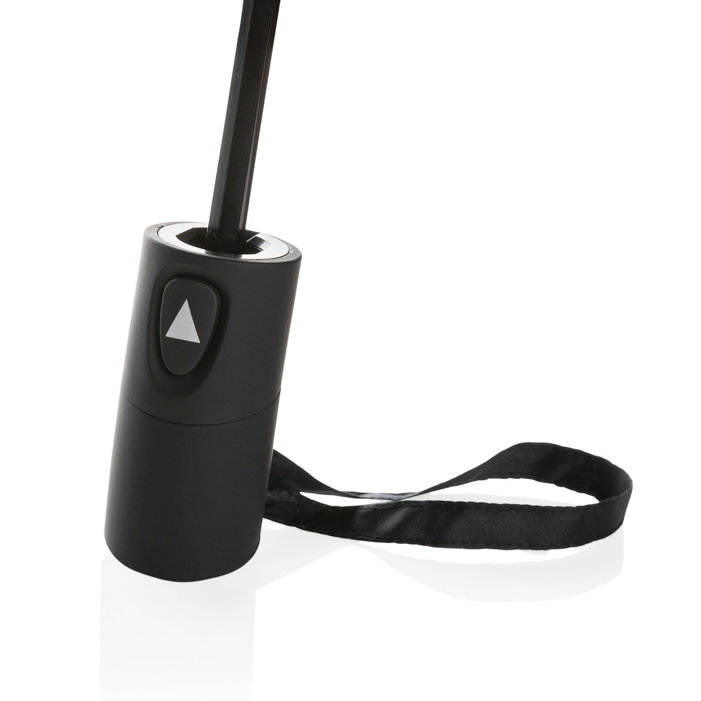 Black 21" Impact AWARE™ RPET 190T Mini Auto Open Umbrella