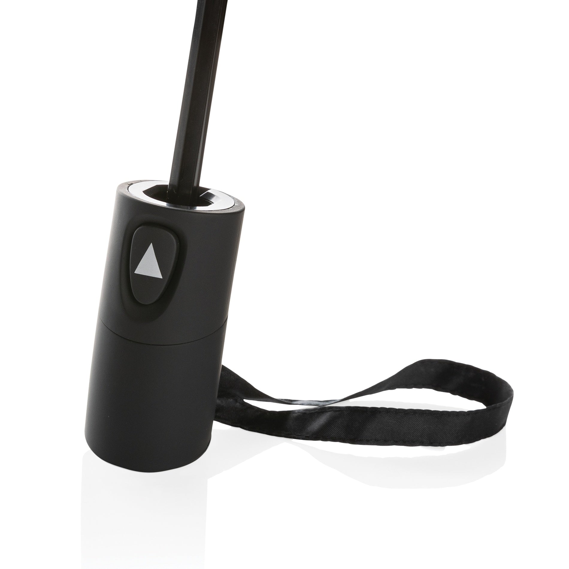Black 21" Impact AWARE™ RPET 190T Mini Auto Open Umbrella