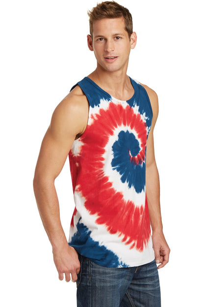 USA Rainbow Port & Company Tie-Dye Tank Top. PC147TT
