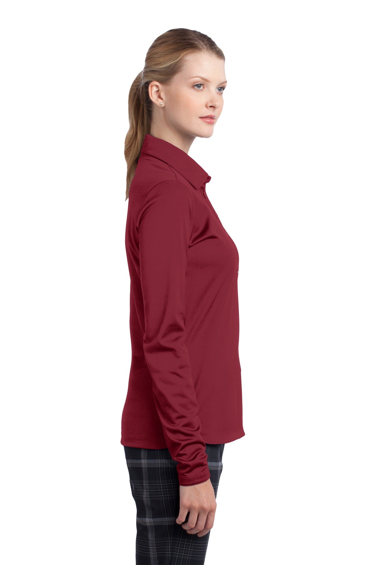 Varsity Red Nike Women's Long Sleeve Dri-FIT Stretch Tech Polo. 545322