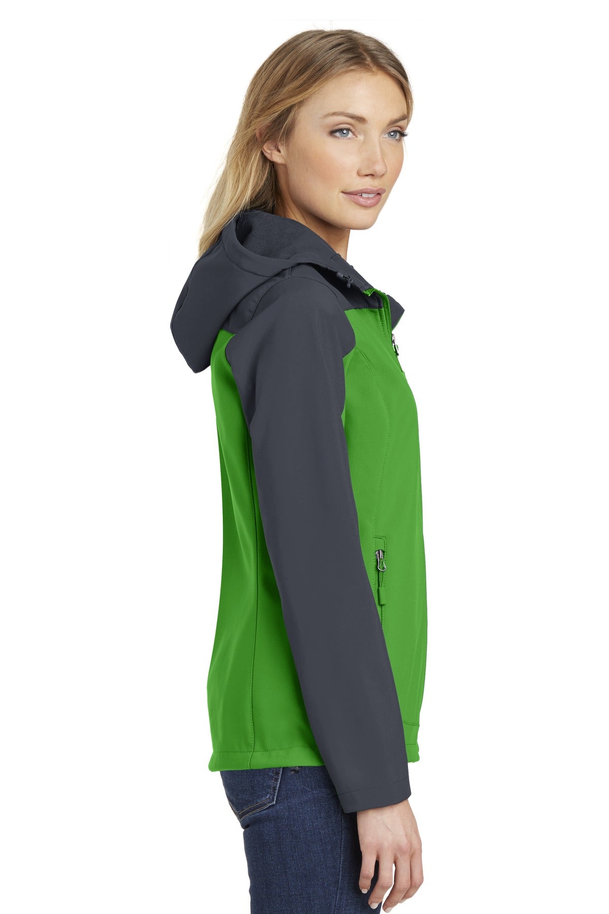 Vine Gn/Bat Gy Port Authority Women's Hooded Core Soft Shell Jacket. L335