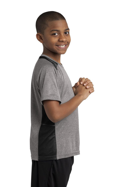 Vnt He/Black Sport-Tek Youth Heather Colorblock Contender Tee. YST361