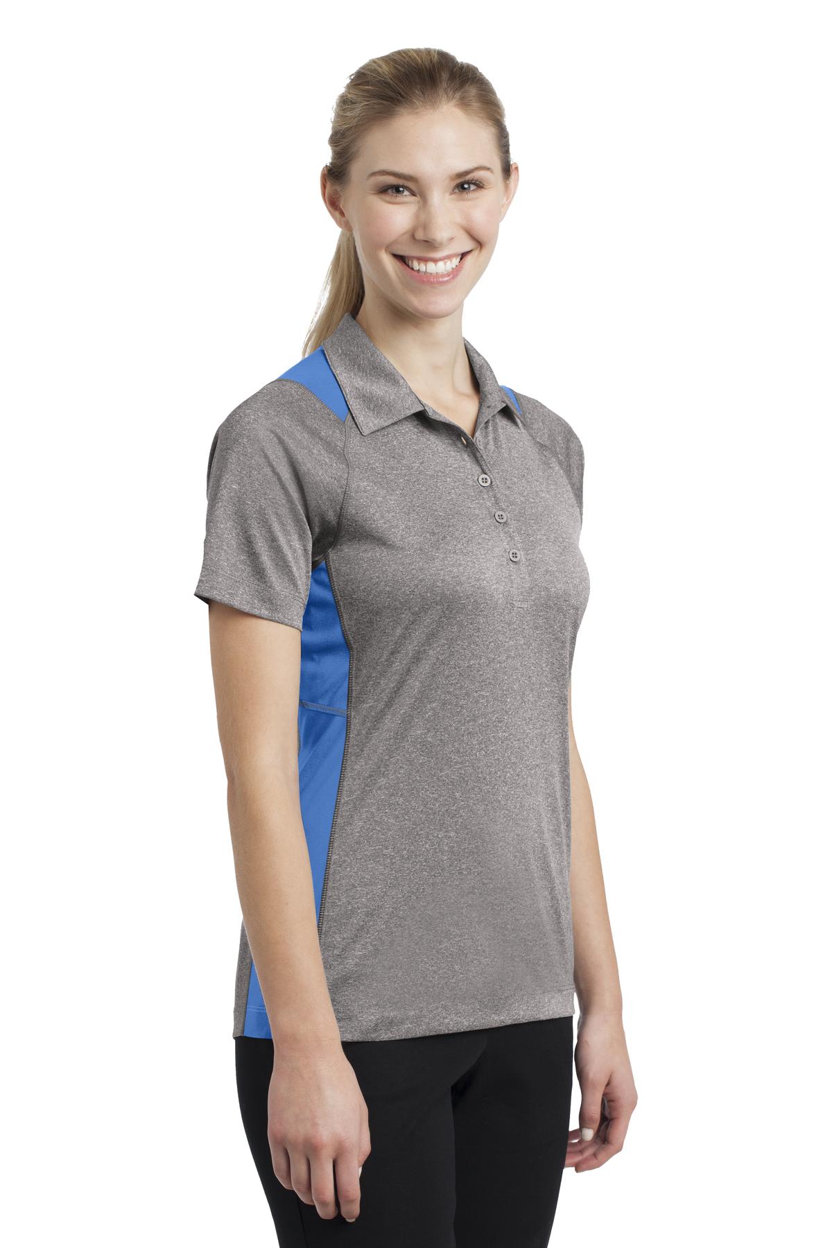 Vnt He/Car Blu Sport-Tek Women's Heather Colorblock Contender Polo. LST665