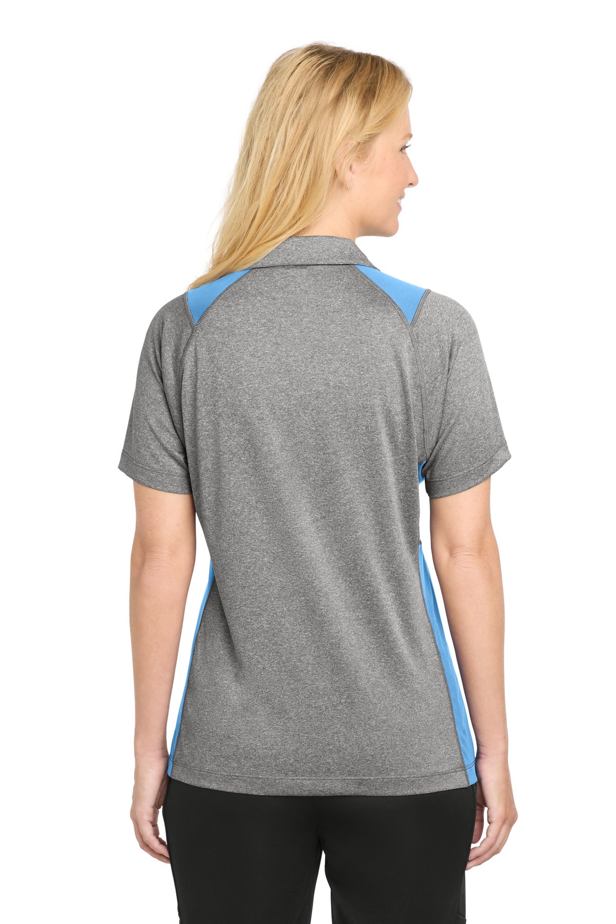 Vnt He/Car Blu Sport-Tek Women's Heather Colorblock Contender Polo. LST665