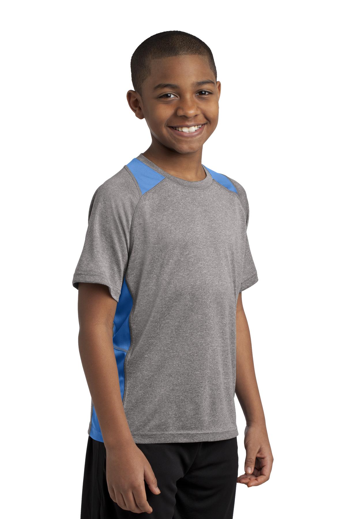 Vnt He/Car Blu Sport-Tek Youth Heather Colorblock Contender Tee. YST361