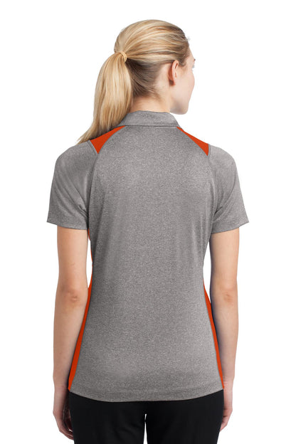 Vnt He/Dp Orng Sport-Tek Women's Heather Colorblock Contender Polo. LST665