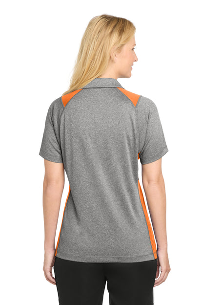 Vnt He/Dp Orng Sport-Tek Women's Heather Colorblock Contender Polo. LST665