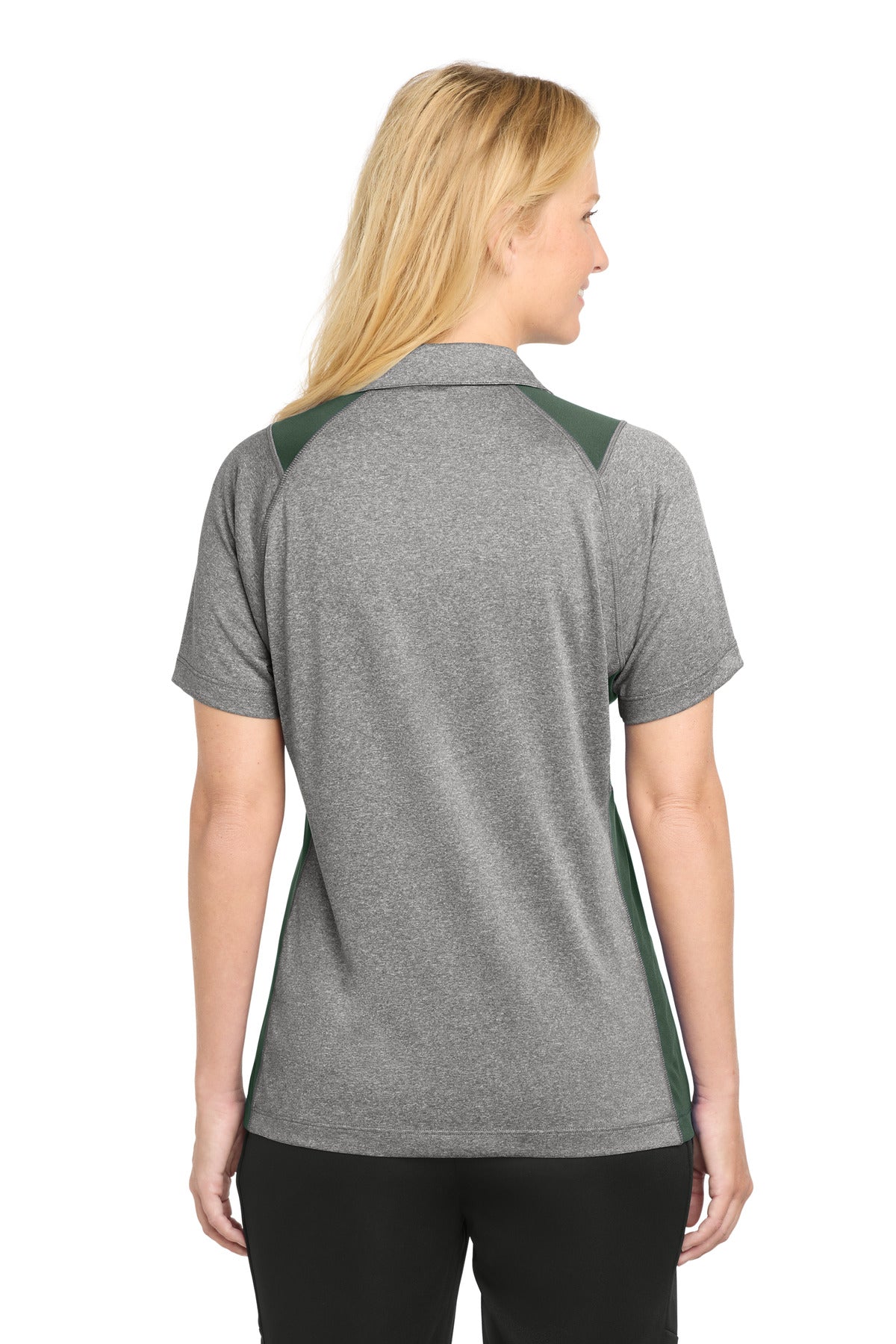 Vnt He/For Grn Sport-Tek Women's Heather Colorblock Contender Polo. LST665