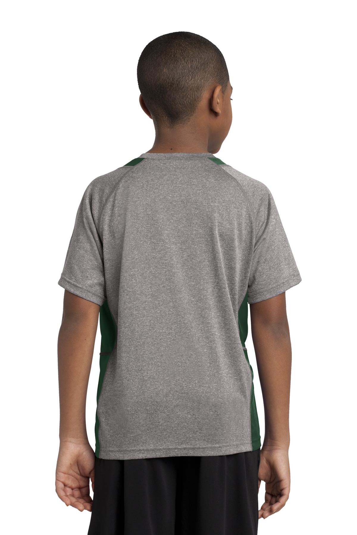 Vnt He/For Grn Sport-Tek Youth Heather Colorblock Contender Tee. YST361