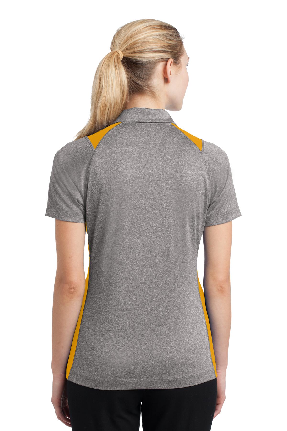 Vnt He/Gold Sport-Tek Women's Heather Colorblock Contender Polo. LST665