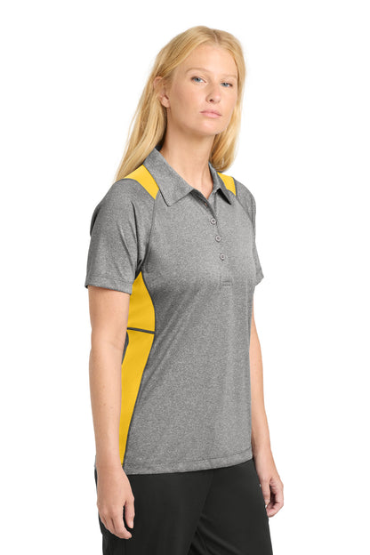 Vnt He/Gold Sport-Tek Women's Heather Colorblock Contender Polo. LST665