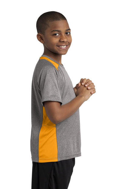 Vnt He/Gold Sport-Tek Youth Heather Colorblock Contender Tee. YST361
