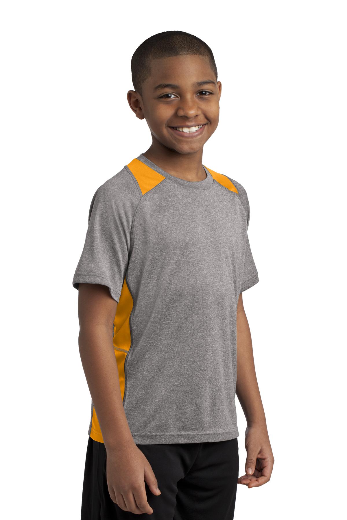 Vnt He/Gold Sport-Tek Youth Heather Colorblock Contender Tee. YST361