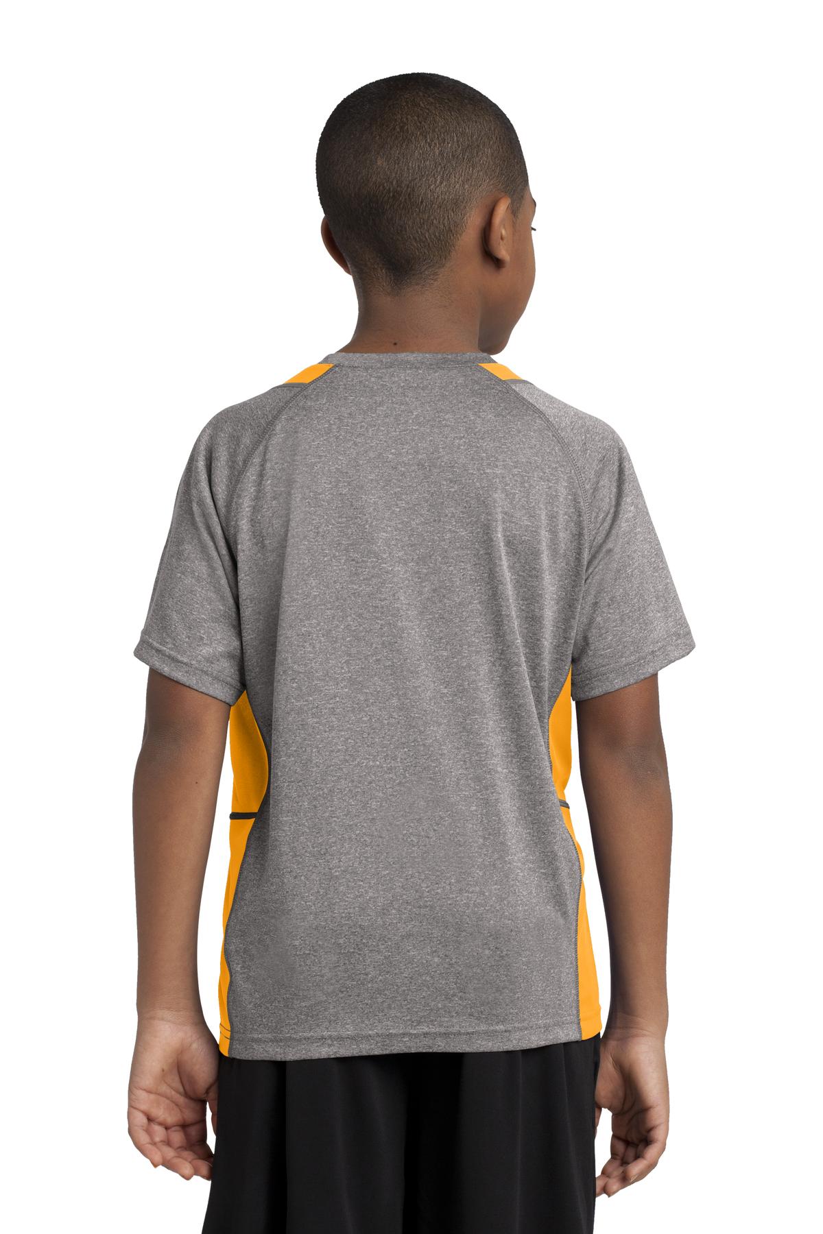Vnt He/Gold Sport-Tek Youth Heather Colorblock Contender Tee. YST361