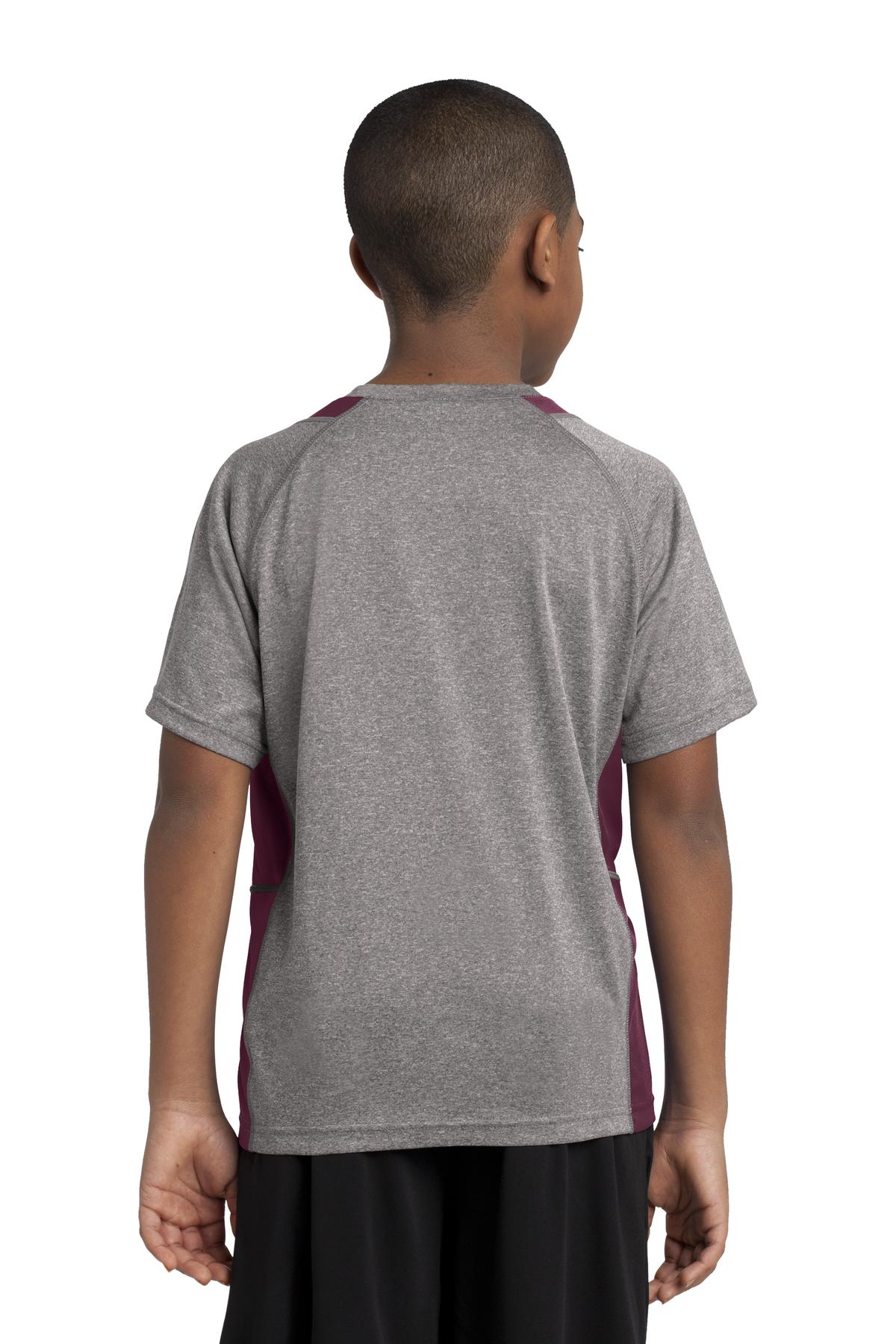 Vnt He/Maroon Sport-Tek Youth Heather Colorblock Contender Tee. YST361