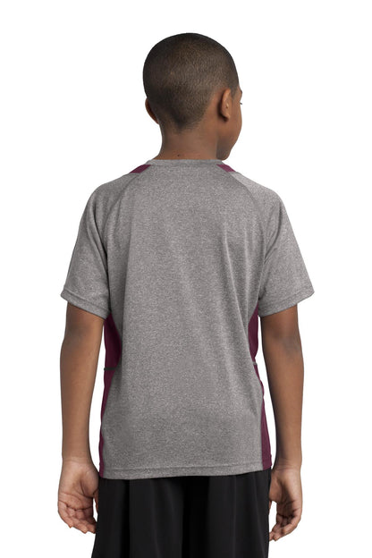 Vnt He/Maroon Sport-Tek Youth Heather Colorblock Contender Tee. YST361