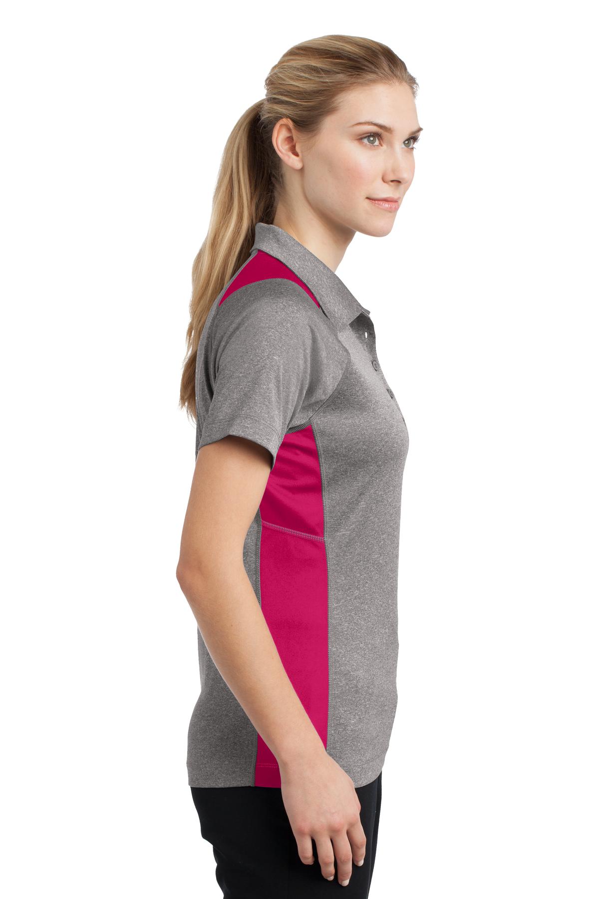 Vnt He/Pink Rs Sport-Tek Women's Heather Colorblock Contender Polo. LST665