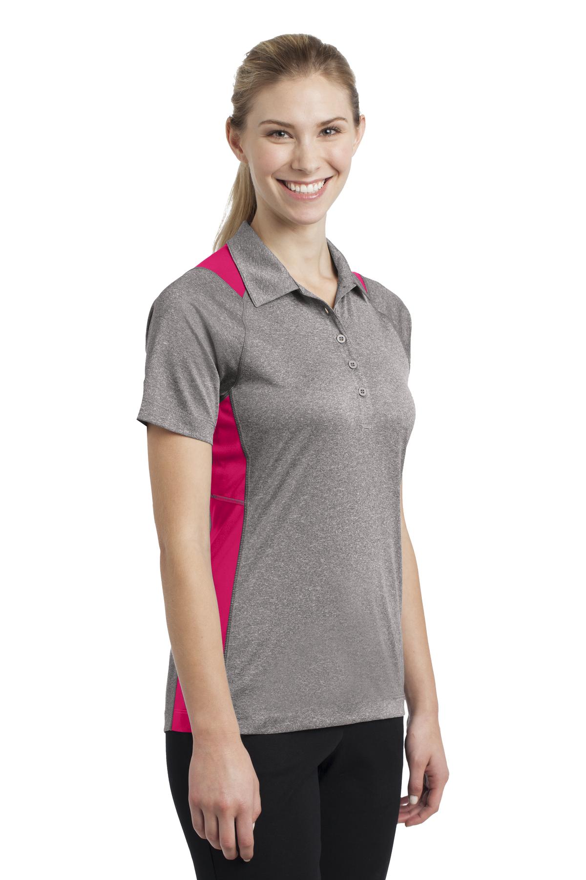 Vnt He/Pink Rs Sport-Tek Women's Heather Colorblock Contender Polo. LST665